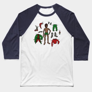 Paper Doll Pieces - Becoming Santa (Male Doll) Baseball T-Shirt